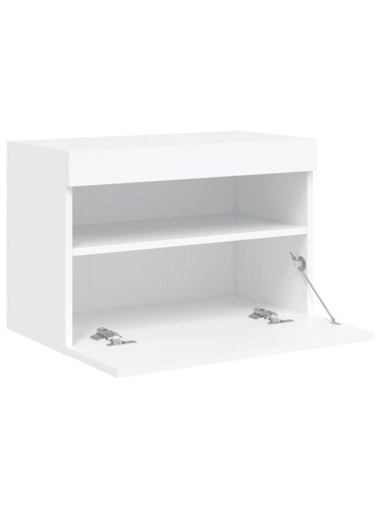Tv galdiņš ar led lampiņām, balti, 60x30x40 cm