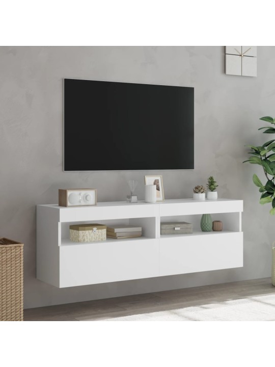 Tv galdiņi ar led lampiņām, 2 gab., balti, 60x30x40 cm