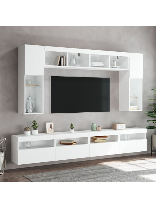 Tv galdiņi ar led lampiņām, 2 gab., balti, 60x30x40 cm
