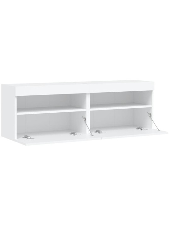 Tv galdiņi ar led lampiņām, 2 gab., balti, 60x30x40 cm