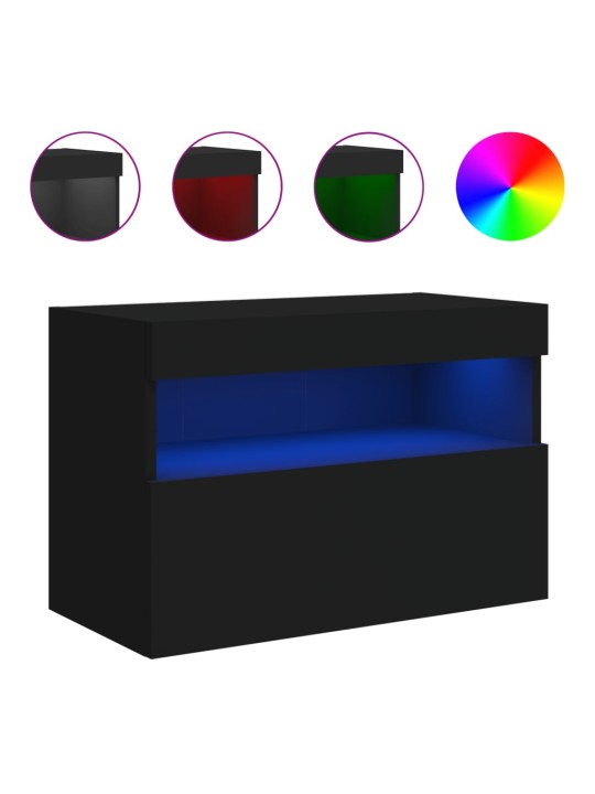 Tv galdiņš ar led lampiņām, melni, 60x30x40 cm