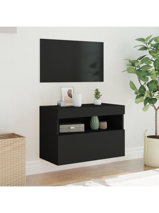 Tv galdiņš ar led lampiņām, melni, 60x30x40 cm