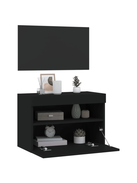 Tv galdiņš ar led lampiņām, melni, 60x30x40 cm