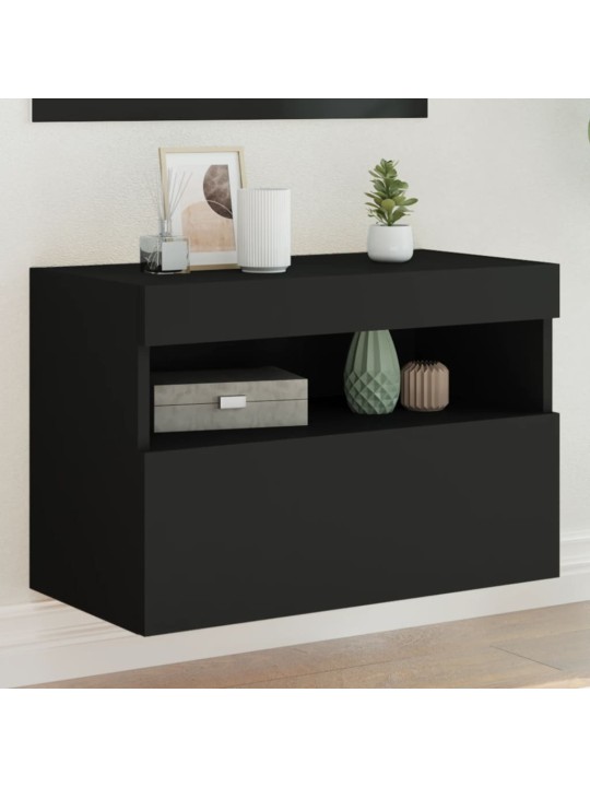 Tv galdiņš ar led lampiņām, melni, 60x30x40 cm