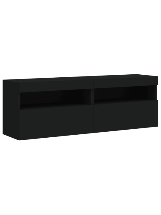 Tv galdiņi ar led lampiņām, 2 gab., melni, 60x30x40 cm