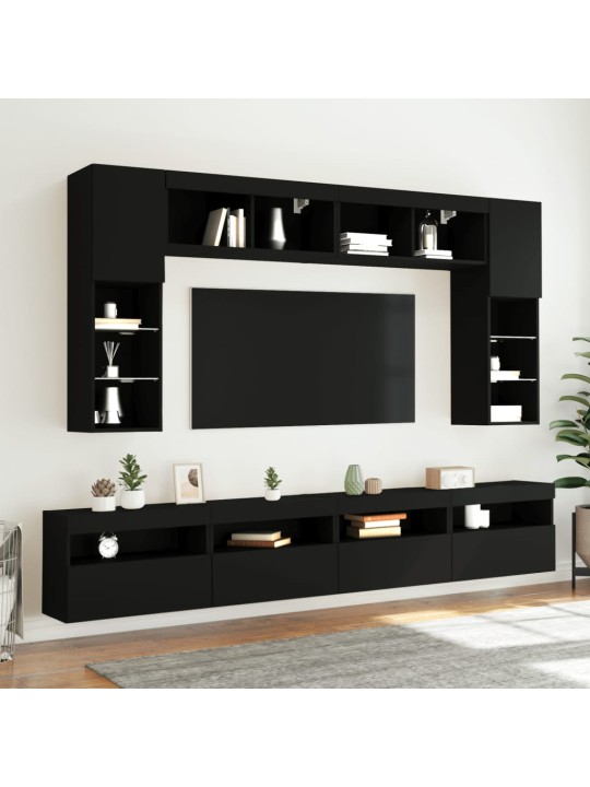 Tv galdiņi ar led lampiņām, 2 gab., melni, 60x30x40 cm