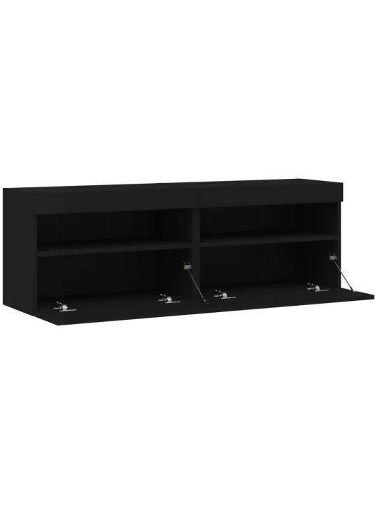 Tv galdiņi ar led lampiņām, 2 gab., melni, 60x30x40 cm