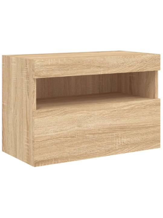 Tv plaukti ar led lampiņām, 60x30x40 cm, koka krāsā