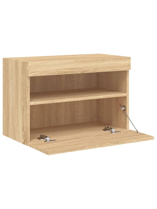 Tv plaukti ar led lampiņām, 60x30x40 cm, koka krāsā