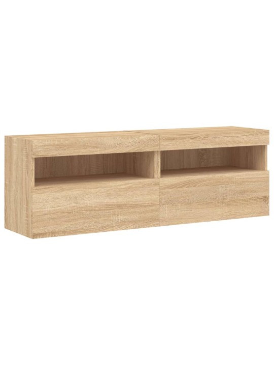 Tv plaukti ar led lampiņām, 2 gab., 60x30x40 cm, koka krāsa