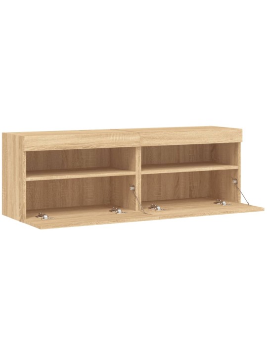 Tv plaukti ar led lampiņām, 2 gab., 60x30x40 cm, koka krāsa