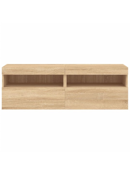 Tv plaukti ar led lampiņām, 2 gab., 60x30x40 cm, koka krāsa