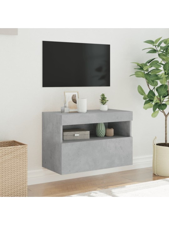 Tv galdiņi ar led lampiņām, betona pelēki, 60x30x40 cm