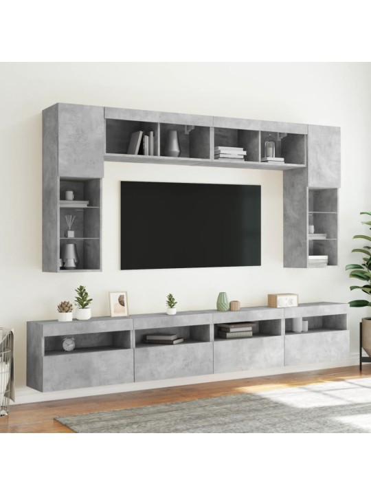 Tv galdiņi ar led lampiņām, betona pelēki, 60x30x40 cm