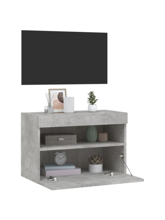 Tv galdiņi ar led lampiņām, betona pelēki, 60x30x40 cm