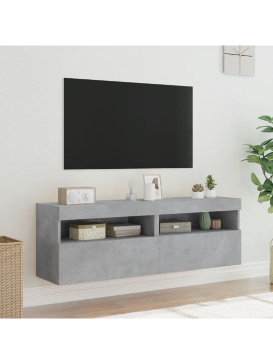 Tv galdiņi ar led lampiņām, 2 gab., betona pelēki, 60x30x40 cm