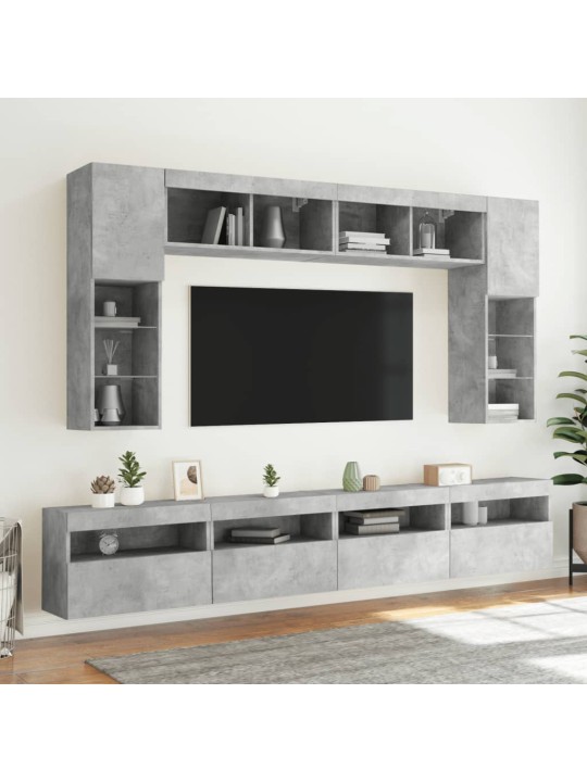 Tv galdiņi ar led lampiņām, 2 gab., betona pelēki, 60x30x40 cm