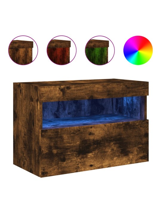 Tv plaukti ar led lampiņām, 60x30x40 cm, ozolkoka krāsā