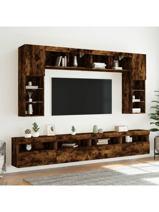 Tv plaukti ar led lampiņām, 60x30x40 cm, ozolkoka krāsā