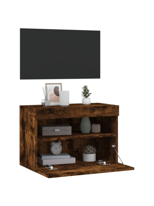 Tv plaukti ar led lampiņām, 60x30x40 cm, ozolkoka krāsā
