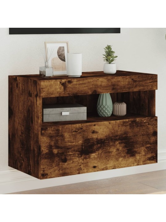 Tv plaukti ar led lampiņām, 60x30x40 cm, ozolkoka krāsā