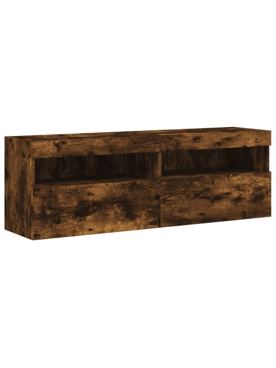 Tv plaukti ar led lampiņām, 2 gab., 60x30x40 cm, ozolkoka krāsa