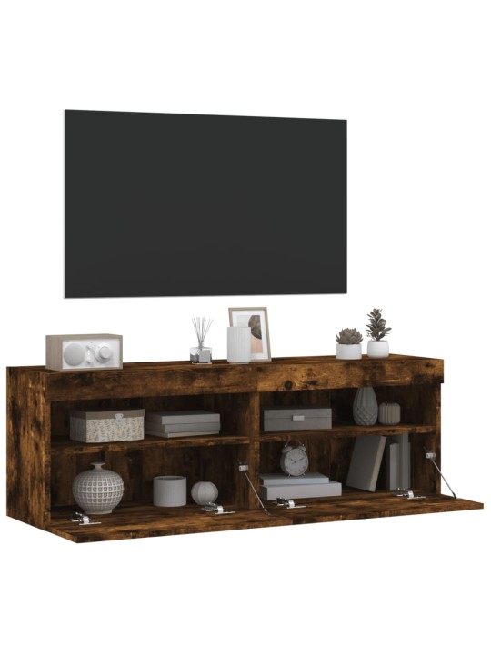 Tv plaukti ar led lampiņām, 2 gab., 60x30x40 cm, ozolkoka krāsa