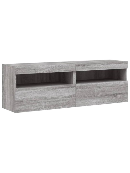 Tv plaukti ar led lampiņām, 2 gab., 60x30x40 cm, pelēka ozola