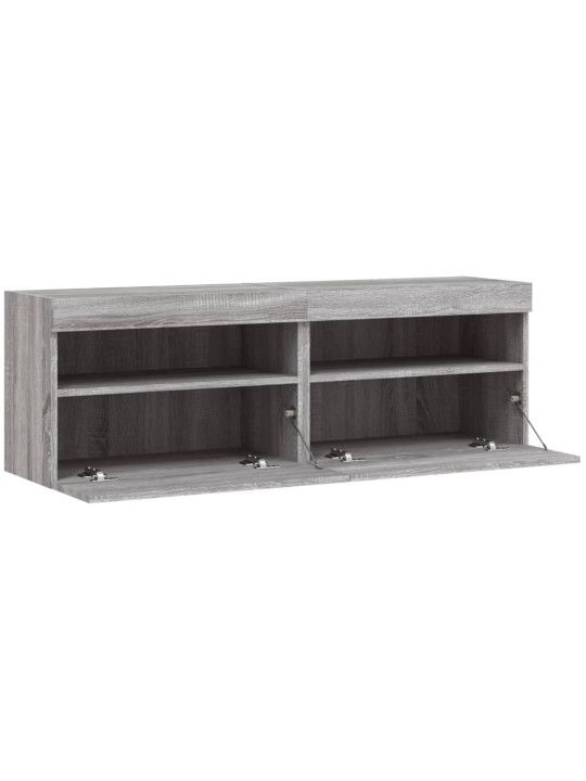 Tv plaukti ar led lampiņām, 2 gab., 60x30x40 cm, pelēka ozola