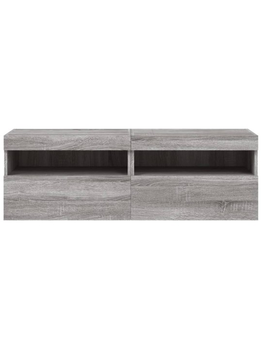 Tv plaukti ar led lampiņām, 2 gab., 60x30x40 cm, pelēka ozola