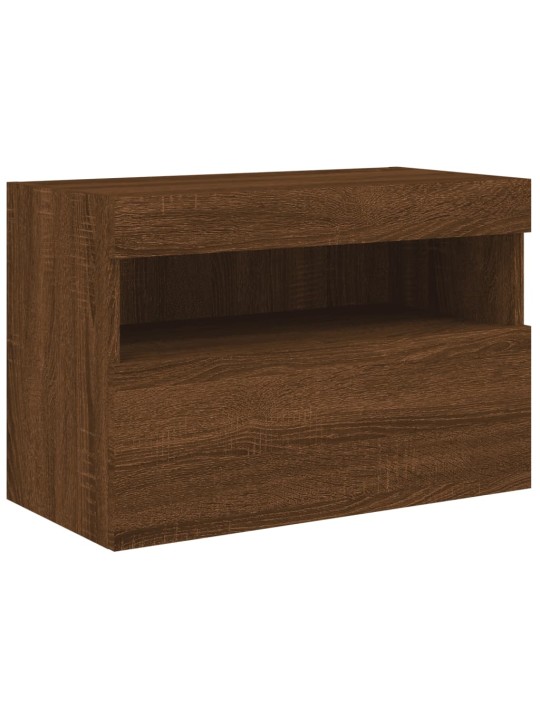 Tv plaukti ar led lampiņām, 60x30x40 cm, brūna ozolkoka