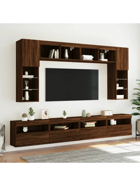 Tv plaukti ar led lampiņām, 60x30x40 cm, brūna ozolkoka