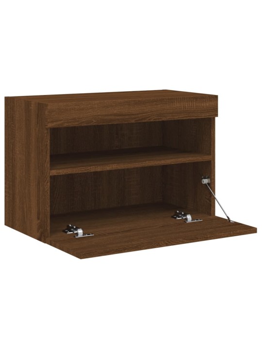 Tv plaukti ar led lampiņām, 60x30x40 cm, brūna ozolkoka