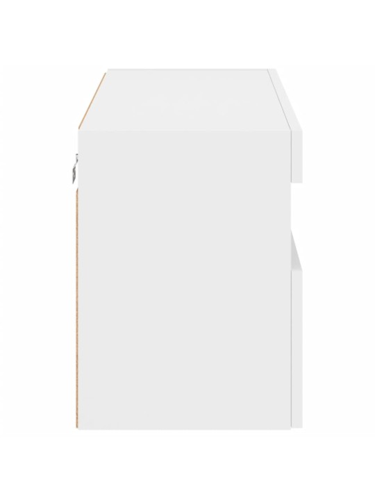 Tv galdiņš ar led lampiņām, balti, 80x30x40 cm