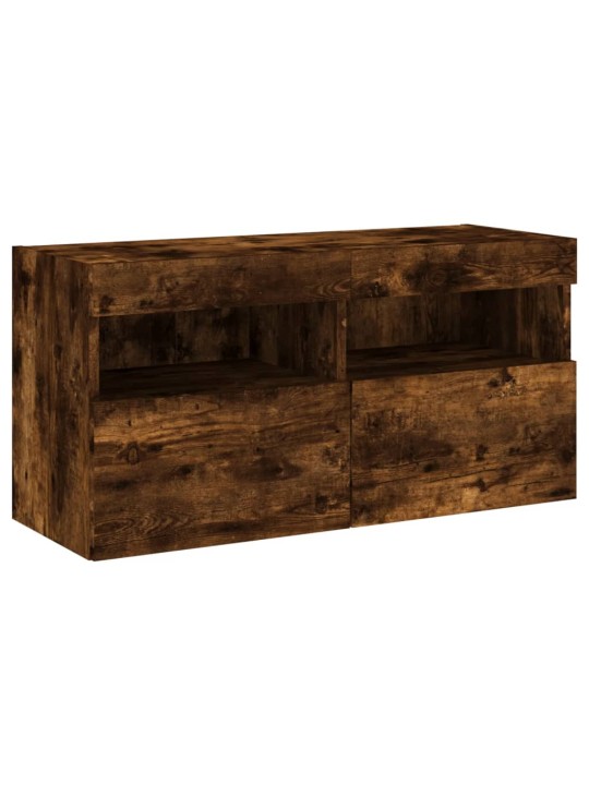 Tv plaukti ar led lampiņām, 80x30x40 cm, ozolkoka krāsā