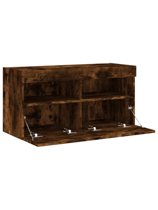 Tv plaukti ar led lampiņām, 80x30x40 cm, ozolkoka krāsā
