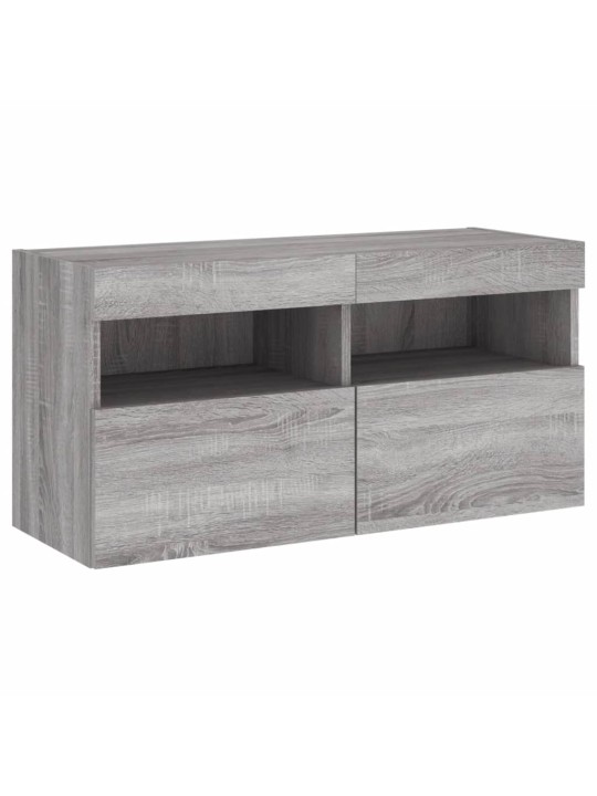 Tv skapītis ar led lampiņām, pelēka ozola krāsa, 80x30x40 cm