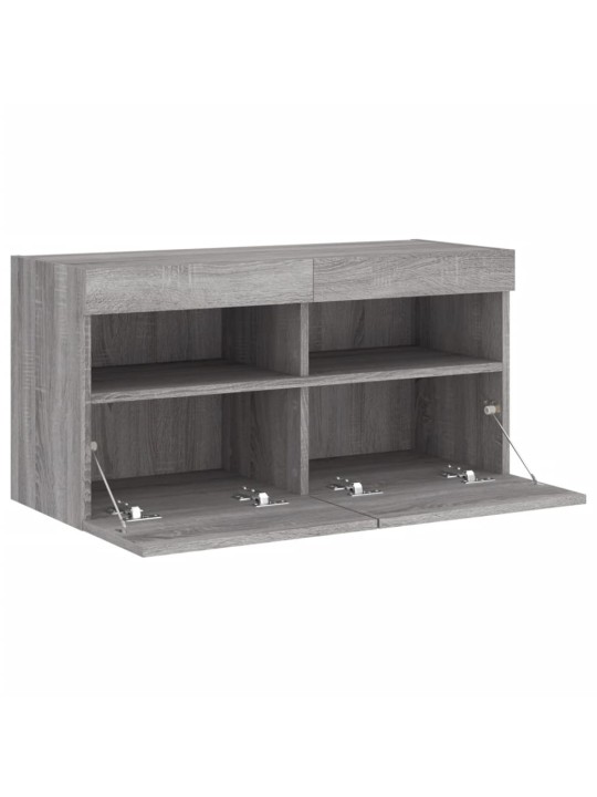 Tv skapītis ar led lampiņām, pelēka ozola krāsa, 80x30x40 cm