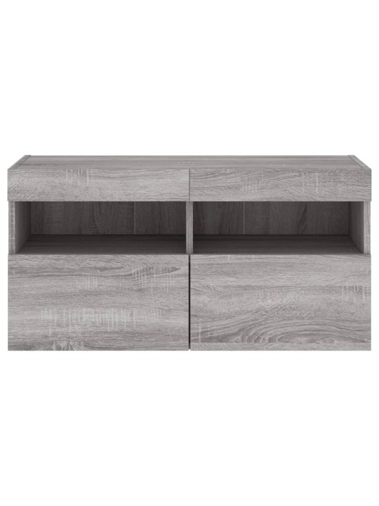 Tv skapītis ar led lampiņām, pelēka ozola krāsa, 80x30x40 cm