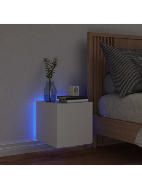 Tv galdiņš ar led lampiņām, balti, 30,5x35x30 cm