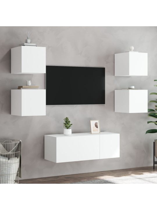 Tv galdiņš ar led lampiņām, balti, 30,5x35x30 cm