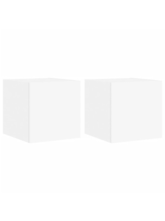 Tv galdiņi ar led lampiņām, 2 gab., balti, 30,5x35x30 cm