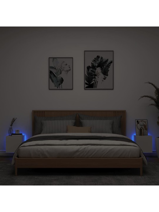 Tv galdiņi ar led lampiņām, 2 gab., balti, 30,5x35x30 cm