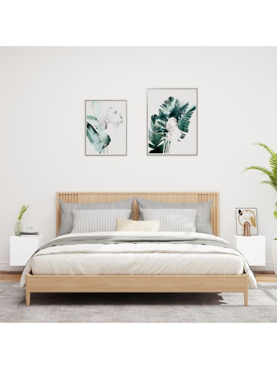 Tv galdiņi ar led lampiņām, 2 gab., balti, 30,5x35x30 cm