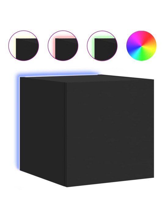 Tv galdiņš ar led lampiņām, melni, 30,5x35x30 cm