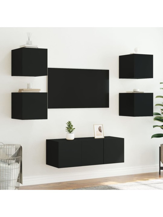Tv galdiņš ar led lampiņām, melni, 30,5x35x30 cm
