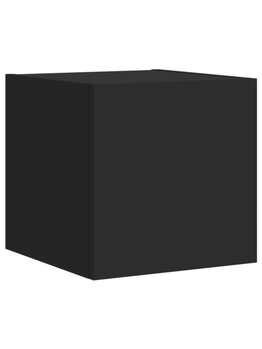Tv plaukti ar led lampiņām, 2 gab., melni, 30,5x35x30 cm
