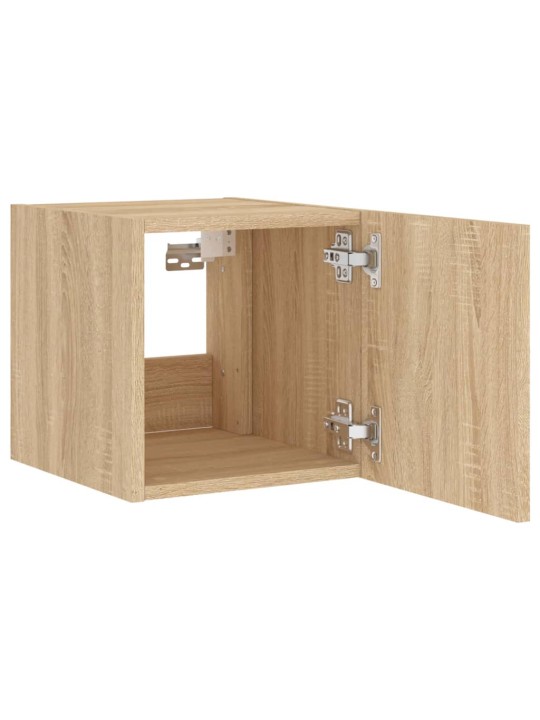 Tv plaukti ar led lampiņām, 30,5x35x30 cm, koka krāsā