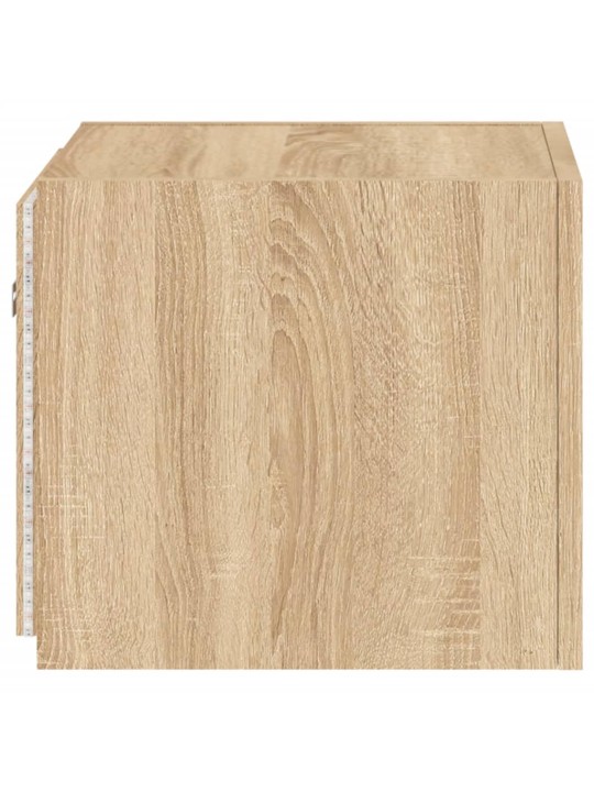 Tv plaukti ar led lampiņām, 30,5x35x30 cm, koka krāsā