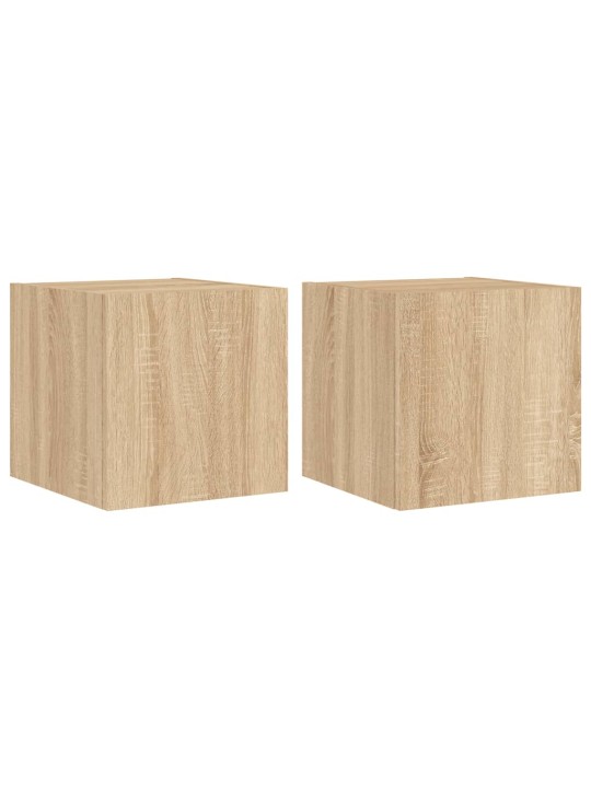Tv plaukti ar led lampiņām, 2 gab., 30,5x35x30 cm, koka krāsa